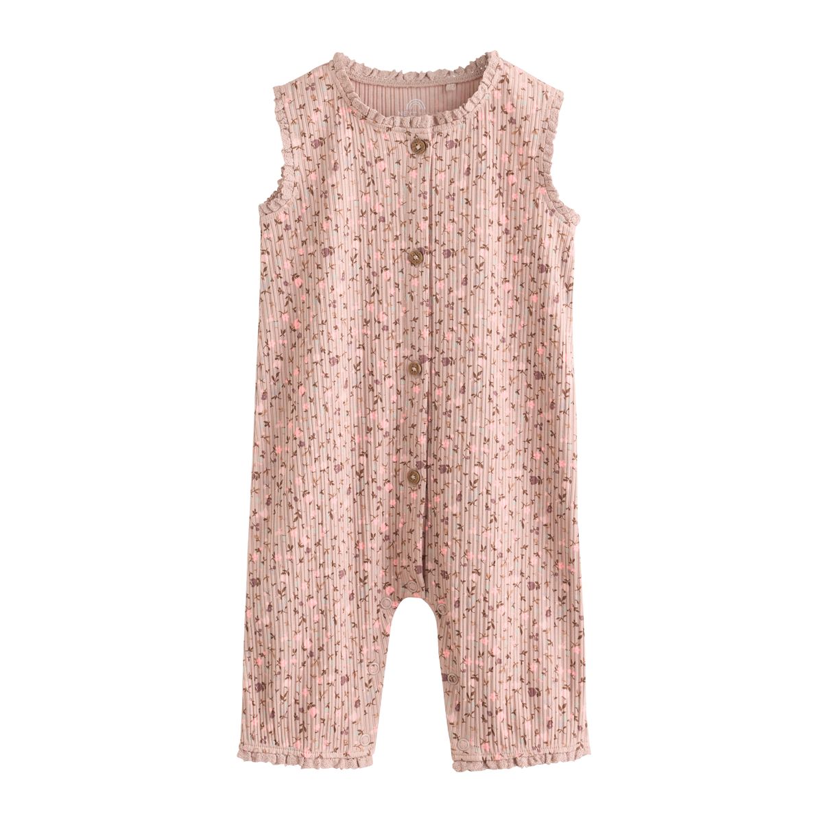 Barboteuse bébé boutonnée, lot de 3 imprimé floral ton sur ton marron, NEXT