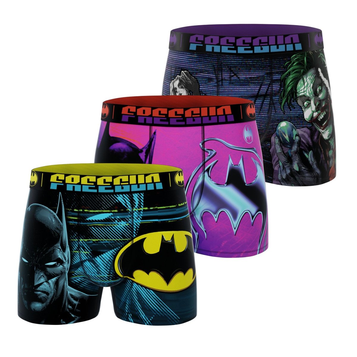 Lot De 3 Boxers Dc Comics violet/jaune/bleu/noir, FREEGUN