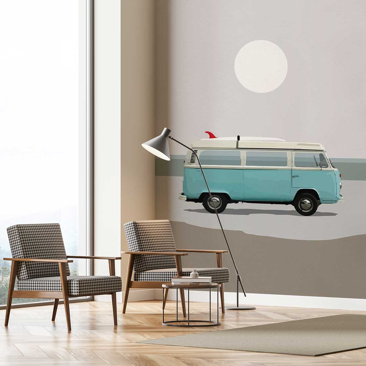 Papier peint combi bleu intissé, HEXOA