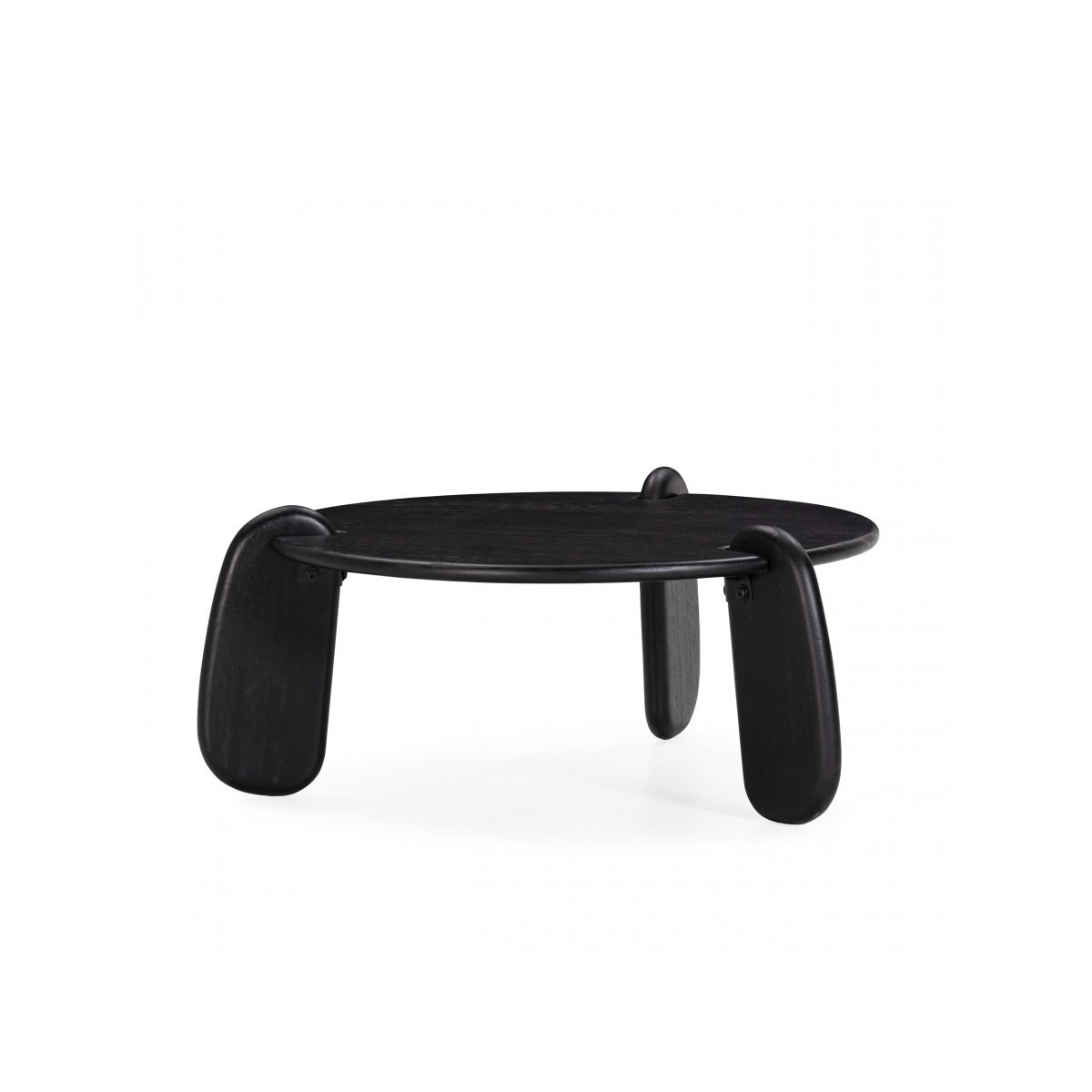 Table basse ronde en bois massif, HELIO noir, BOBOCHIC
