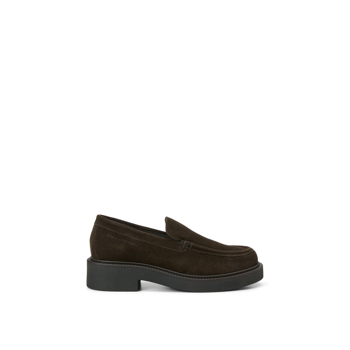 Mocassins modèle Perla en cuir velours souple marron foncé, MARC O'POLO