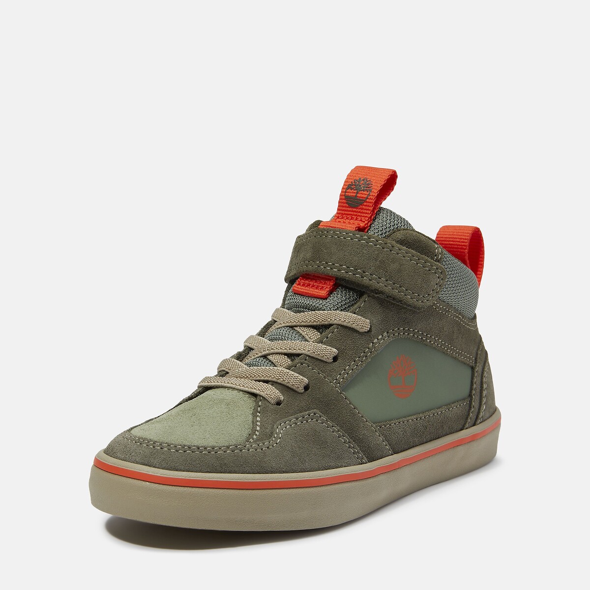 Baskets en cuir, à lacets élastiqués, STONE JUMP MID HOOK & LOOP kaki, TIMBERLAND