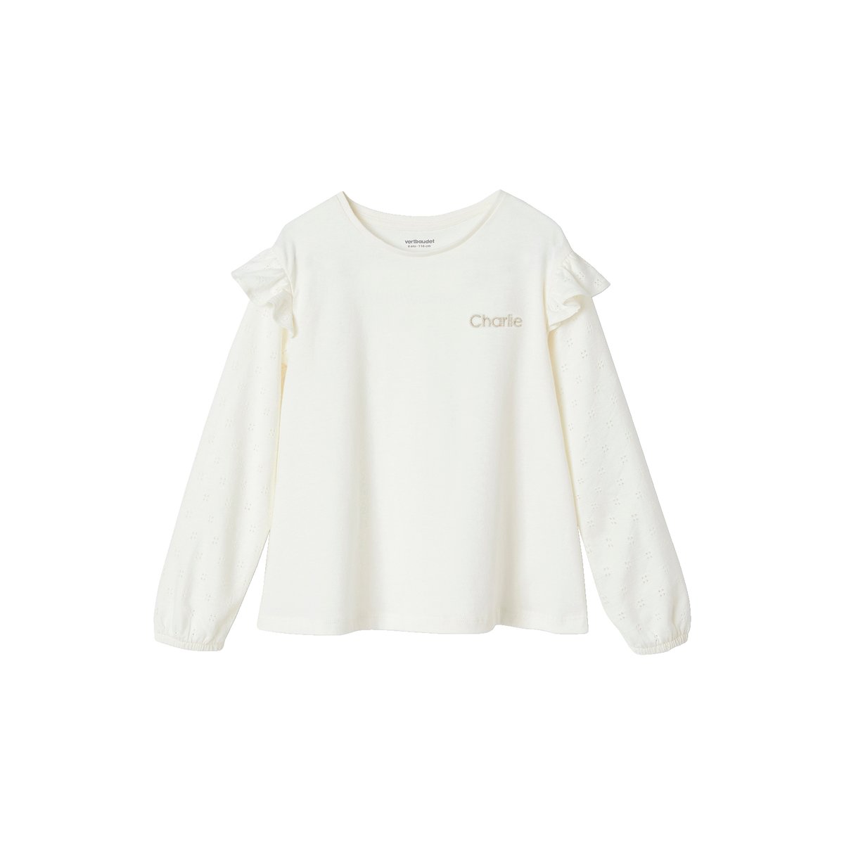 Tee-shirt volanté BASICS écru, VERTBAUDET