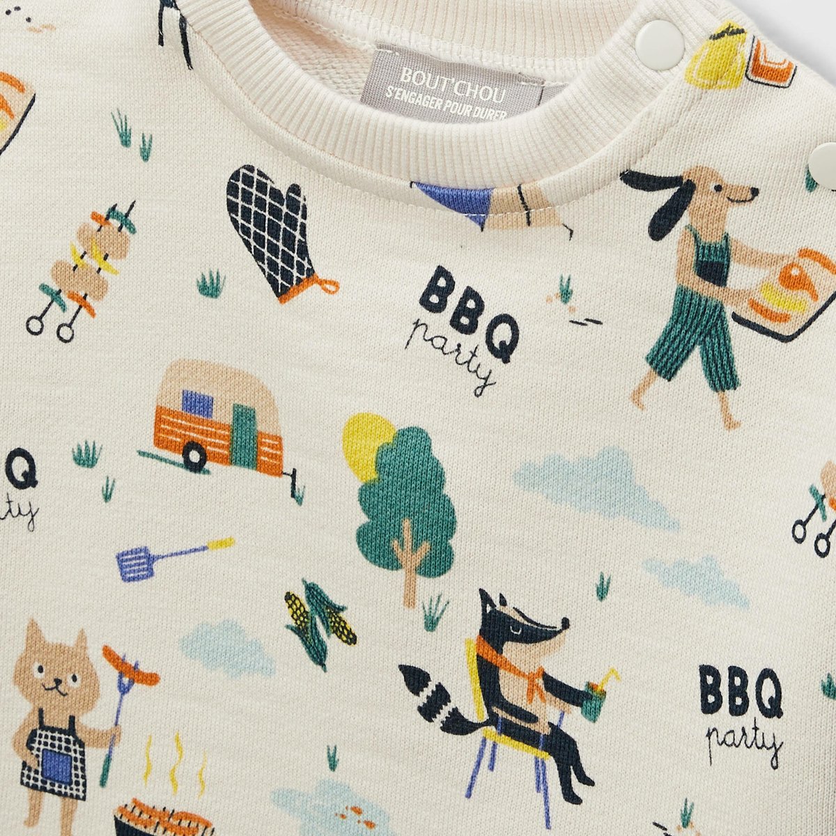 Sweat imprimé en coton BIO GOTS naturel, BOUT'CHOU