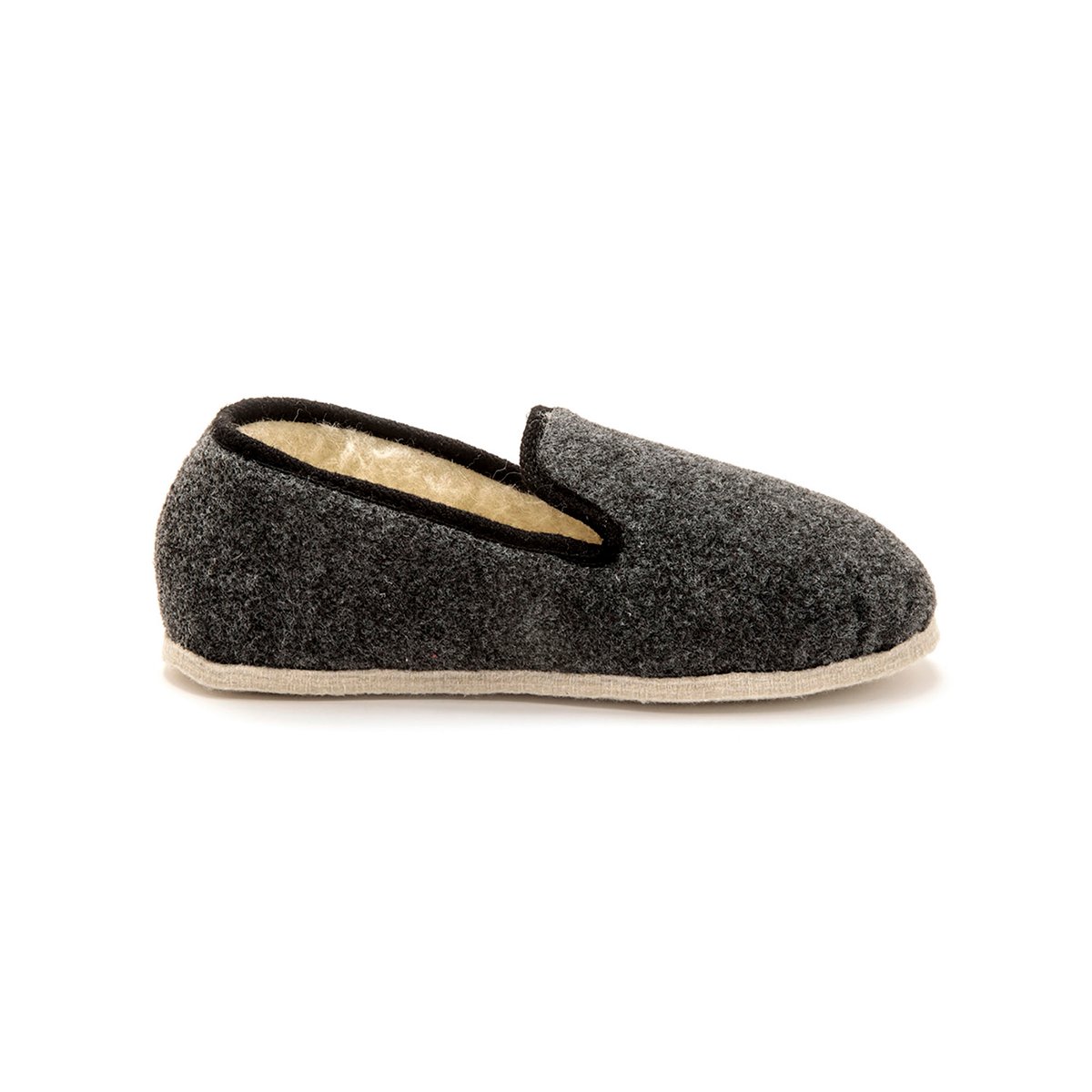 Charentaises mixtes fourrées laine gris uni, PEDICONFORT