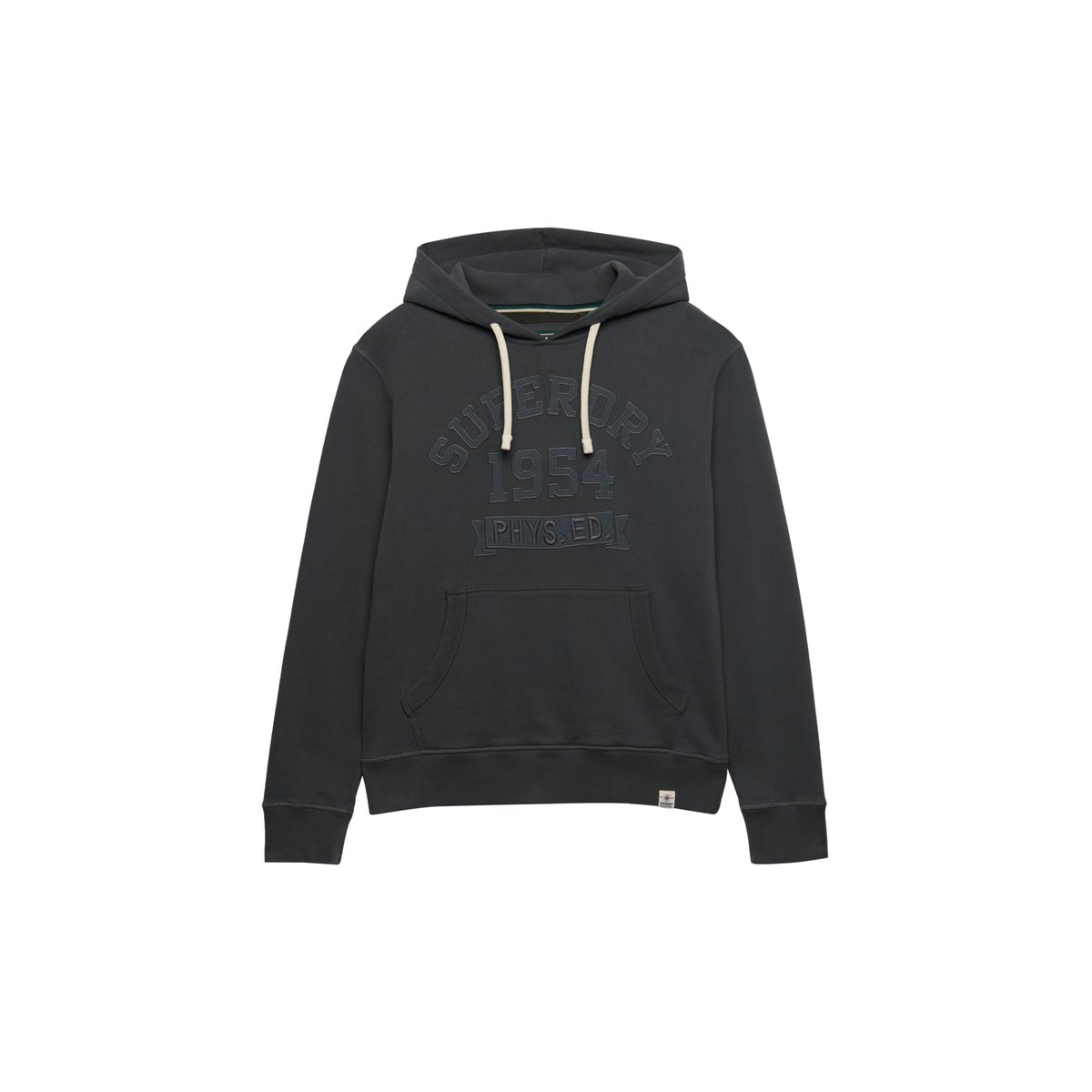 Sweat à capuche Tonal Applique coupe décontractée noir délavé, SUPERDRY