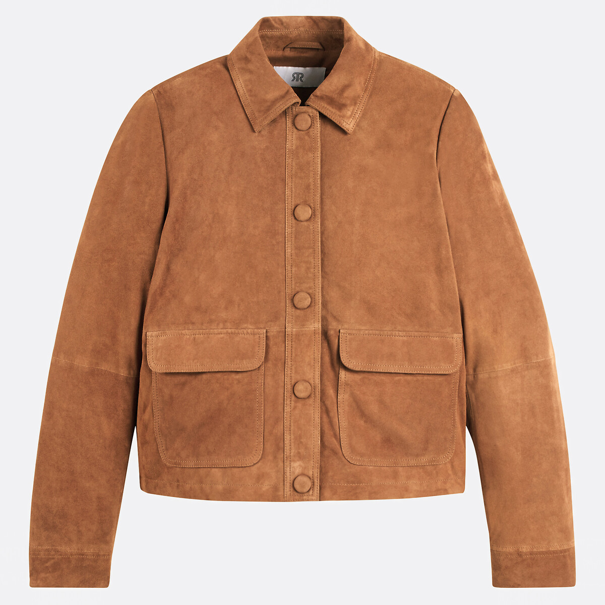 Blouson court en cuir, Signature ABELLE marron camel, LA REDOUTE COLLECTIONS
