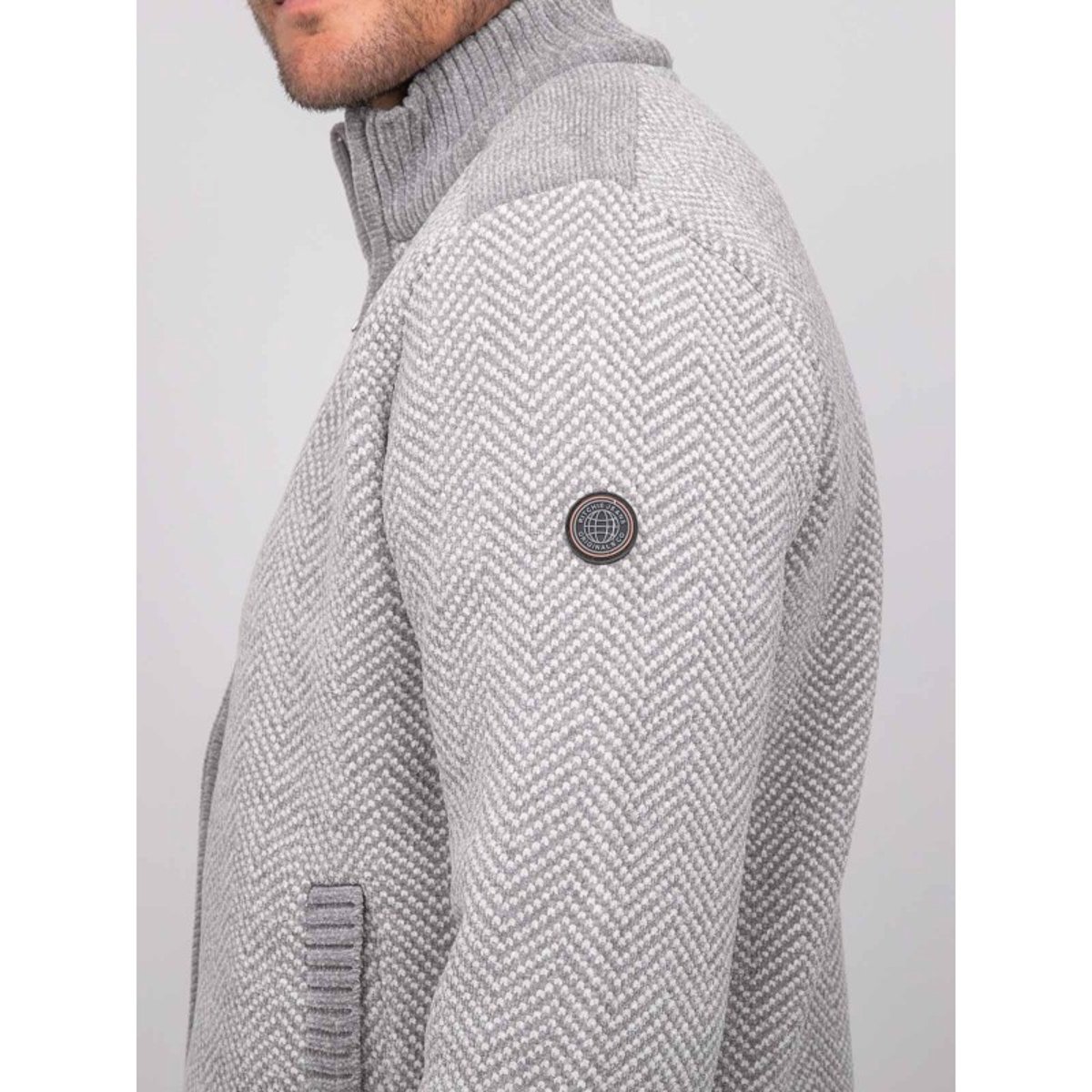 Gilet Zippé Motif Chevrons Lenidico gris, RITCHIE