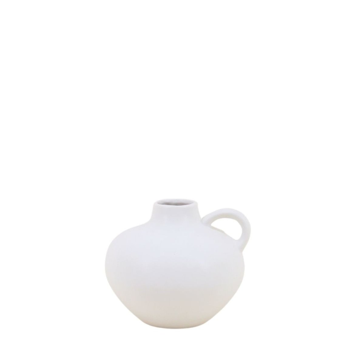 Vase en céramique avec anse, H11cm blanc, ORNAMI