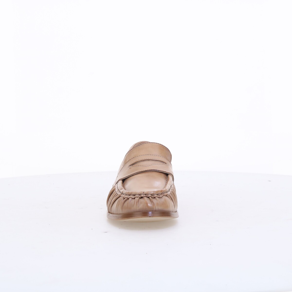 Pleated Leather Loafers café latte, MJUS