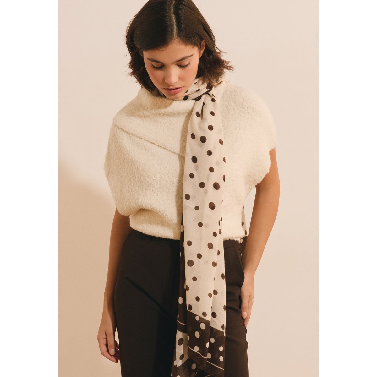 Foulard à pois FELVA ecru, ETAM