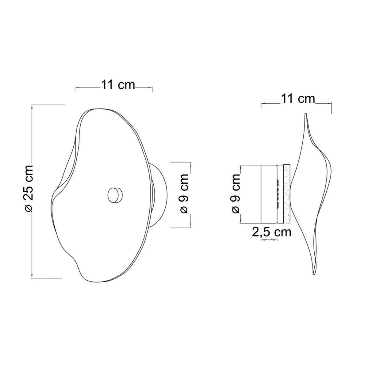 Applique LED verre ondulé - LYSA ambré et laiton, KOSILUM