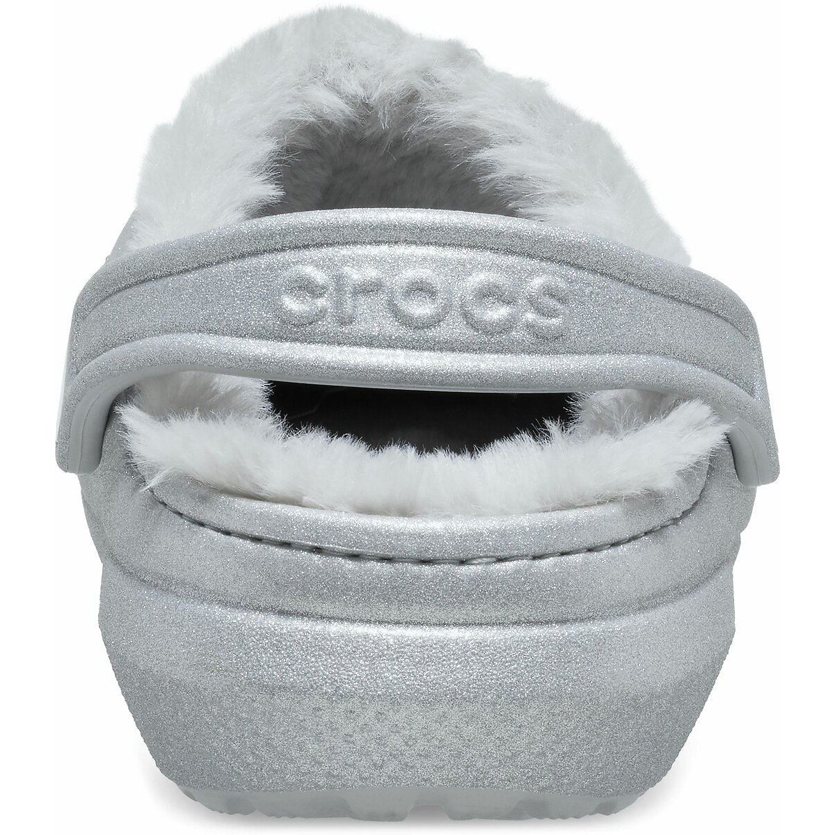 Classic Fuzz Glitter Faux Fur Lined Clogs shiny grey, CROCS