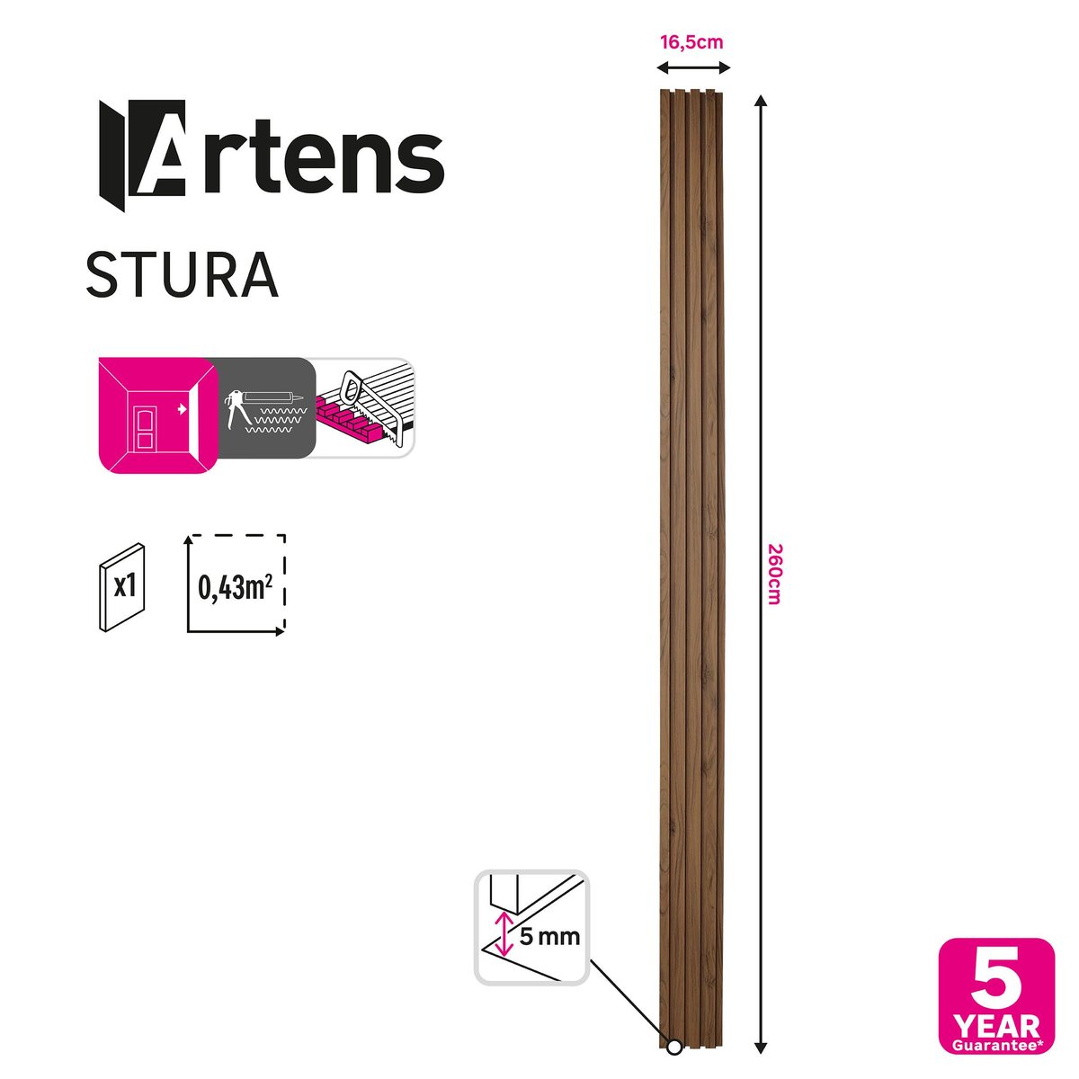 Panneau tasseau stratifié, STURA marron, ARTENS