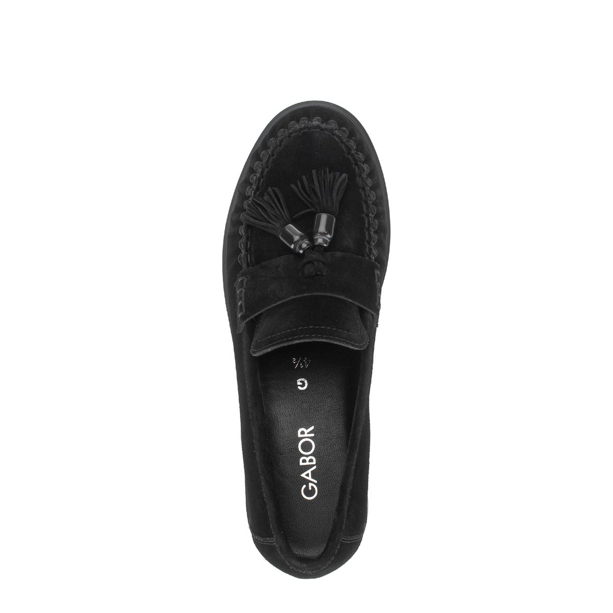 Mocassins en cuir à talon décroché noir velours, GABOR