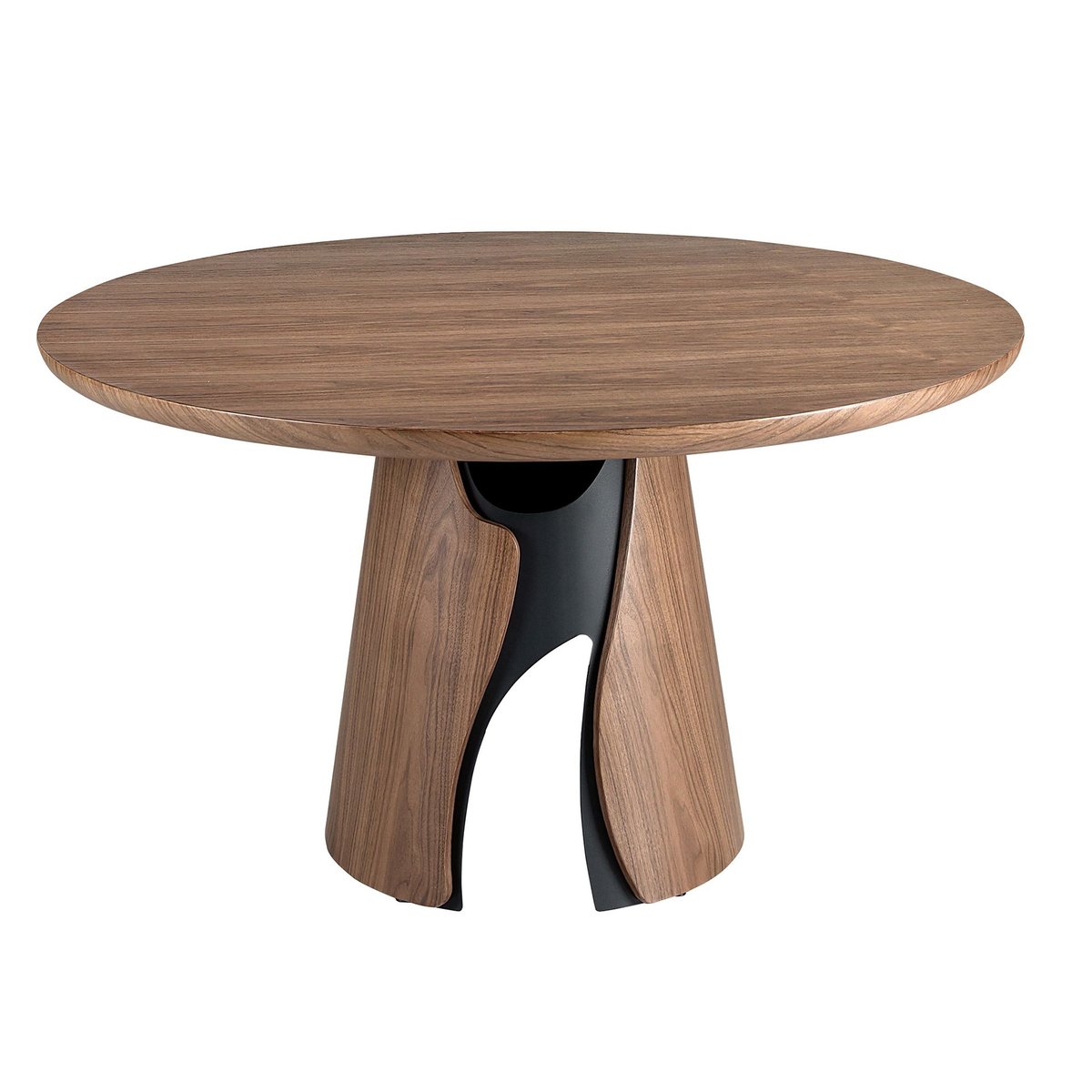 Table de salle à manger ronde en noyer et acier époxy noyer | noir, ANGEL CERDA