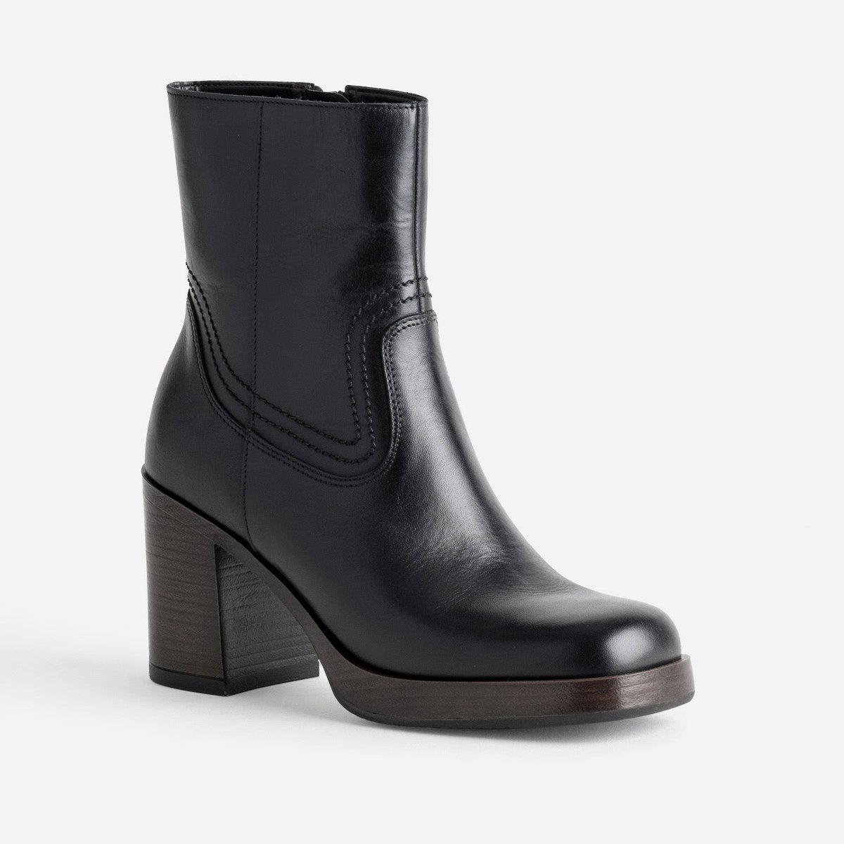 Boots À Talon en cuir CELIA noir, ERAM