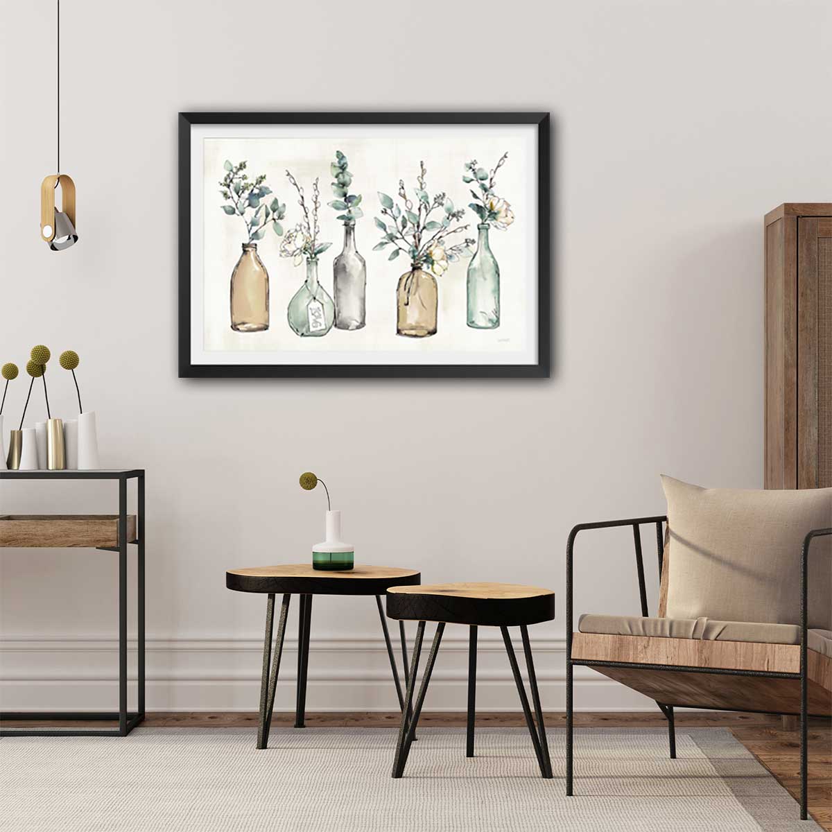 Affiche Boutures d'été affiche + cadre en bois - noir, HEXOA