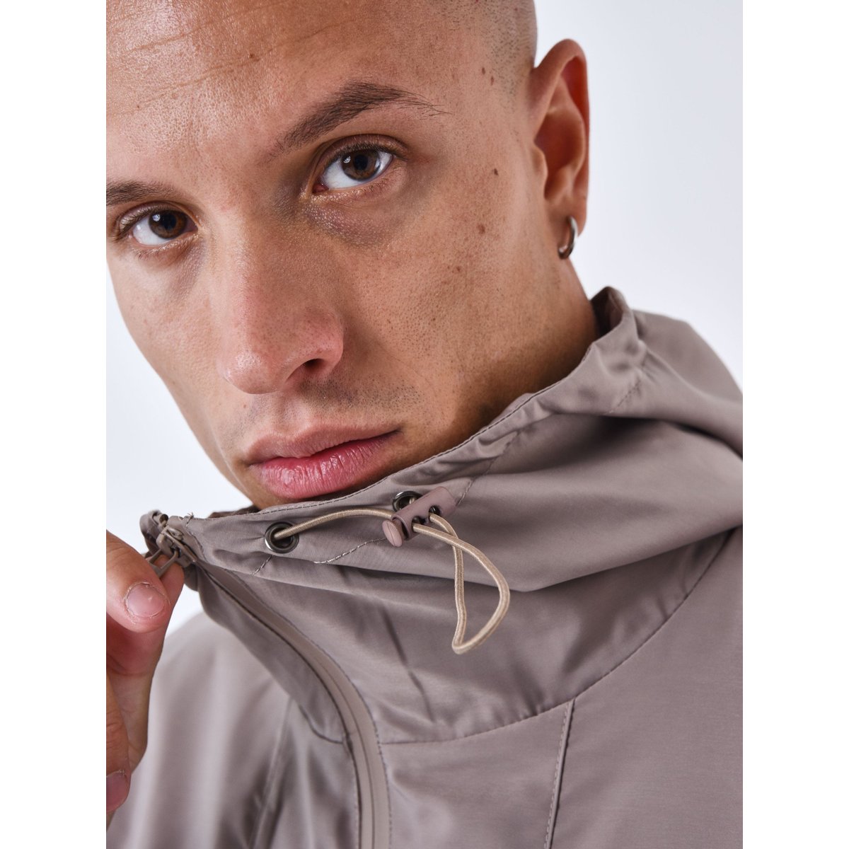 Sweat à Capuche style coupe vent taupe, PROJECT X