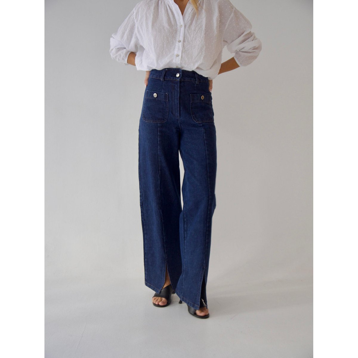 Jean large fendu CRISTINA bleu brut, MINDTRAVELER