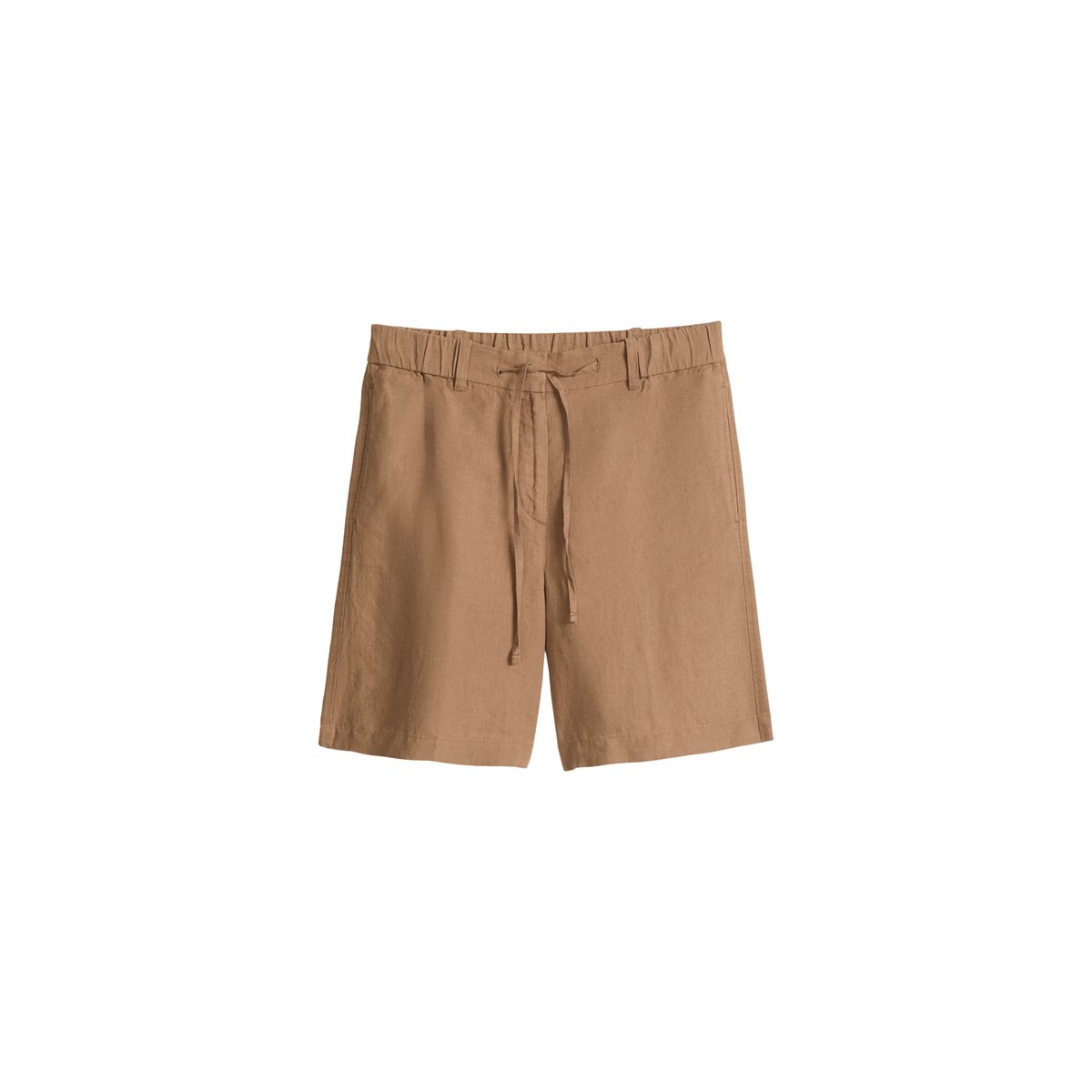 Short en lin large avec une taille élastique à cordon de serrage marron, MARC O'POLO