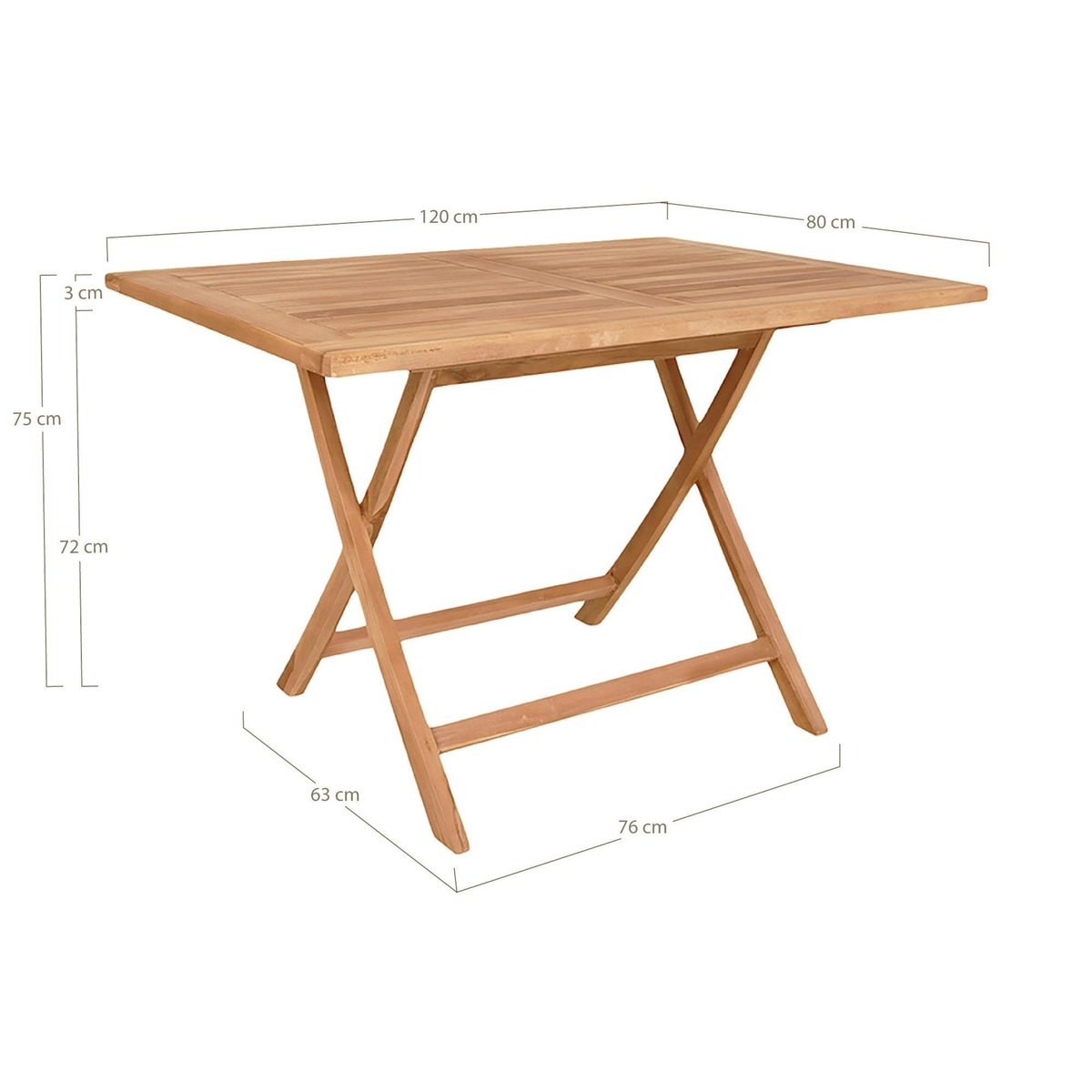 Table d'extérieur en teck 120 cm TANETE bois naturel, PIER IMPORT