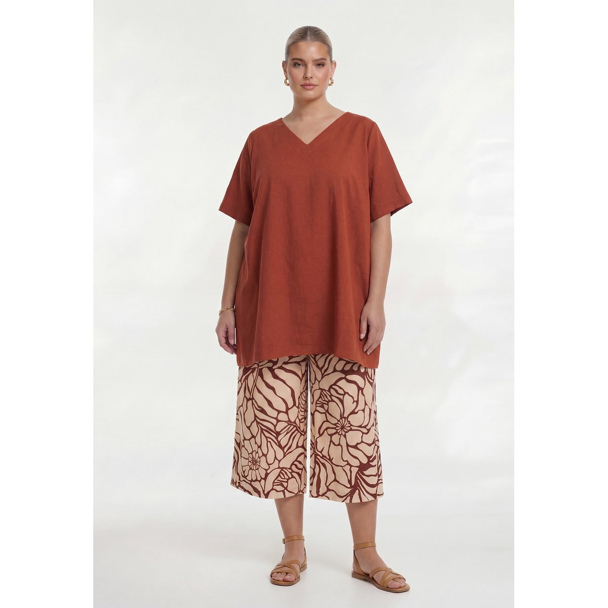 Pantalon imprimée rouge foncé, YOEK