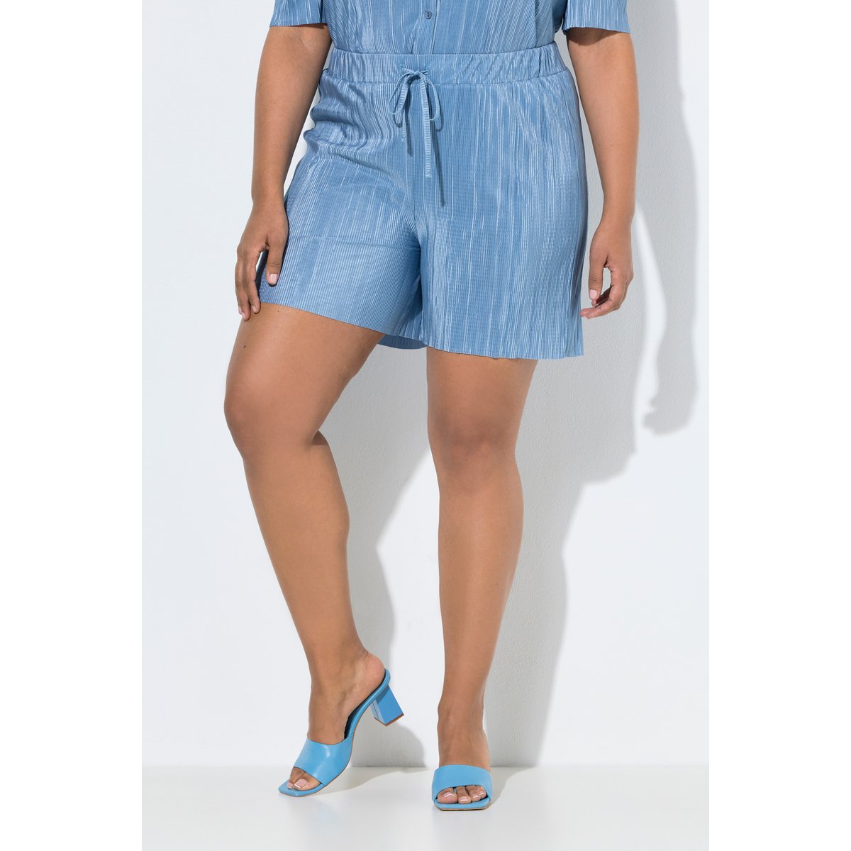 Shorty plissé bleu fumé, ULLA POPKEN