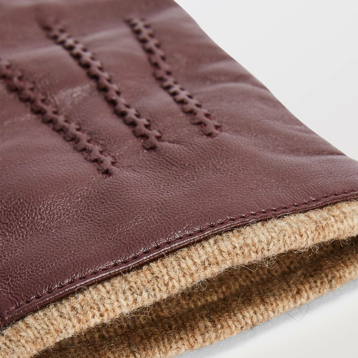 Gants tactiles en cuir bordeaux, MONOPRIX