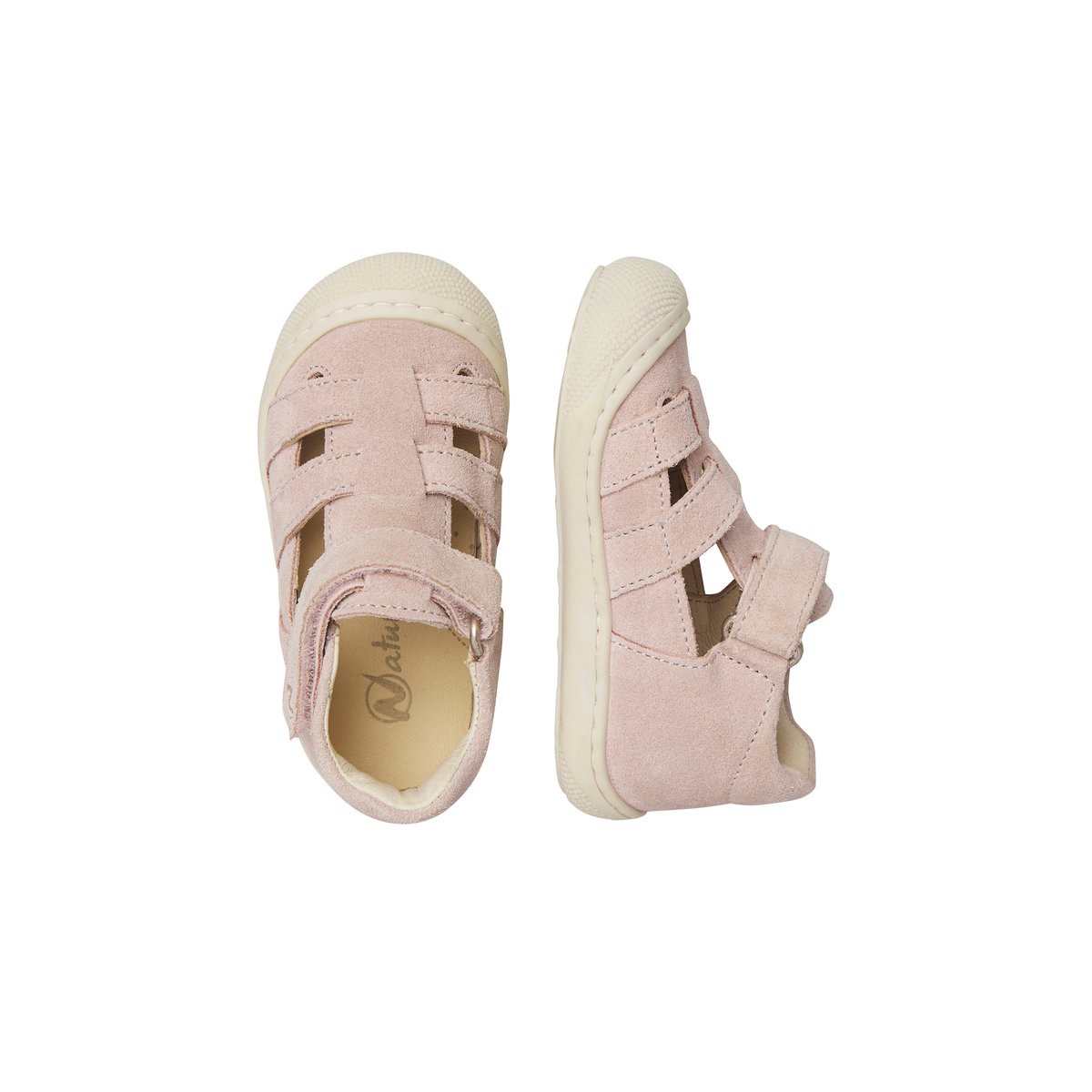 Sandales semi-ouvertes en daim BEDE rose poudré-, NATURINO