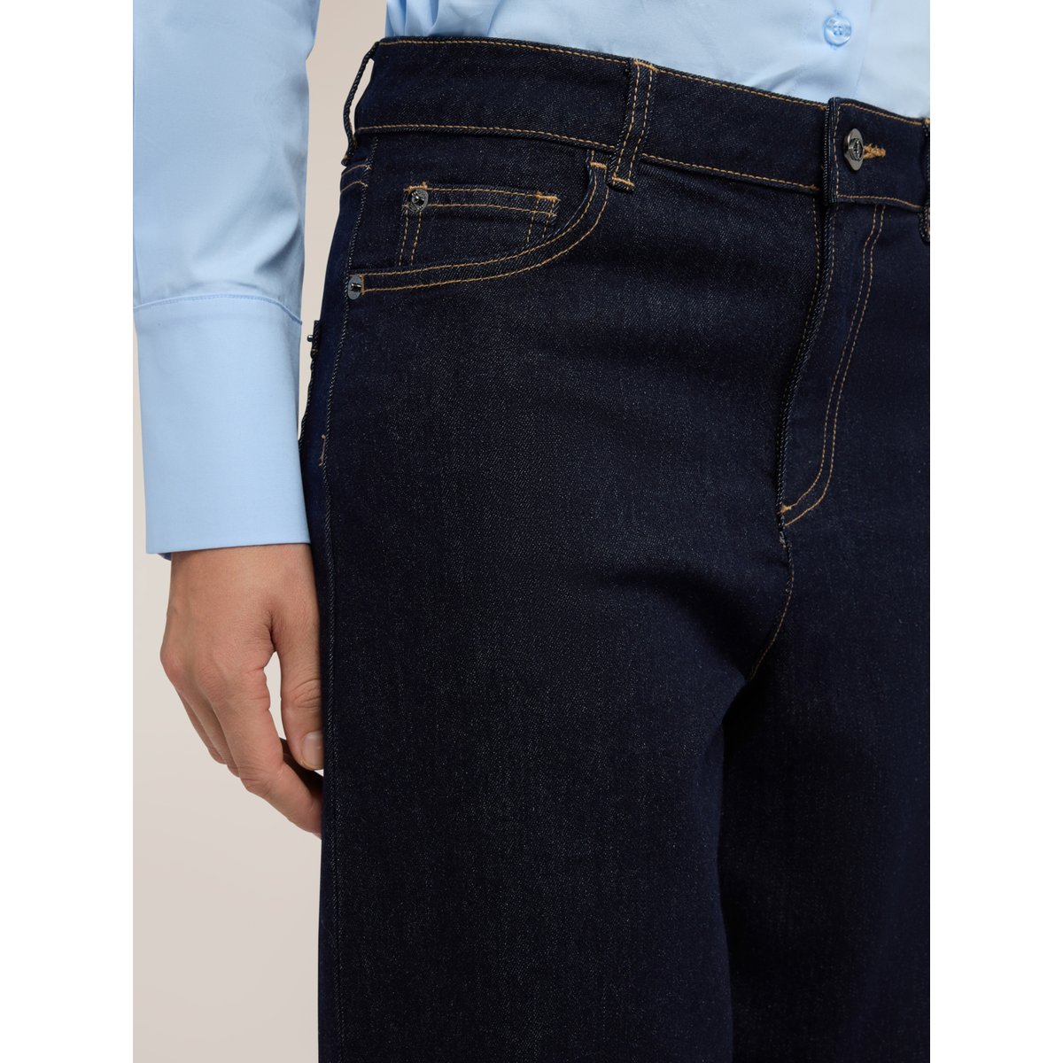 Jean coupe barrel lavage rinse bleu, MOTIVI