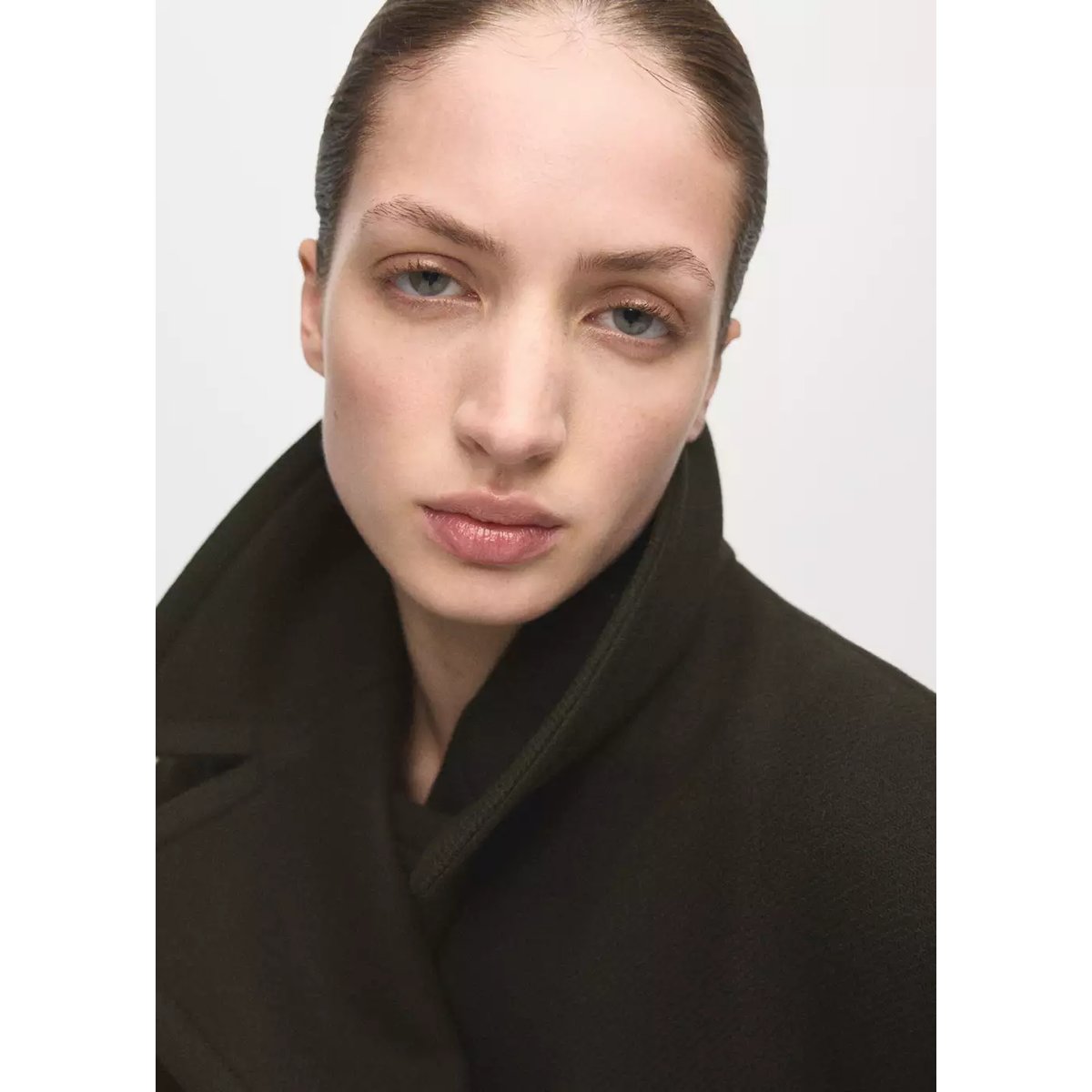 Manteau laine Manteco ceinture kaki, MANGO