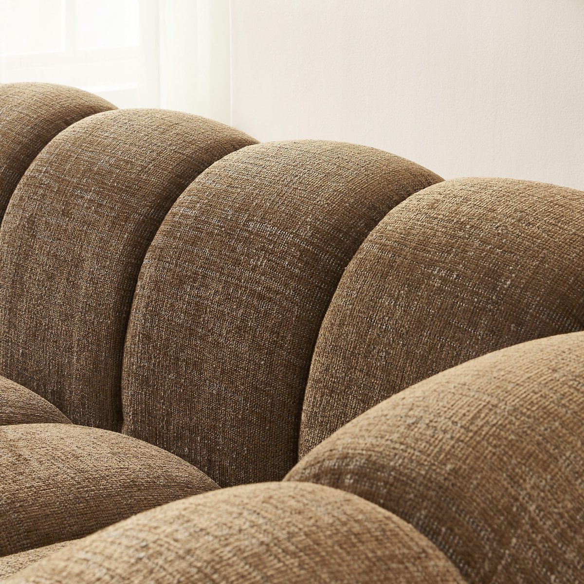 Canapé droit 3 places en tissu SUNNY marron, SORELH