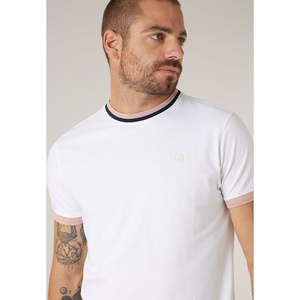 T-shirt homme en coton stretch GABIN white, DEELUXE
