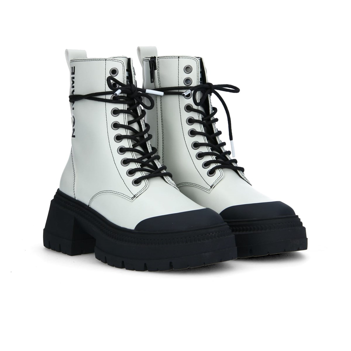Bottines À Lacets En Cuir Recyclé Strong Ranger Boots blanc, NO NAME