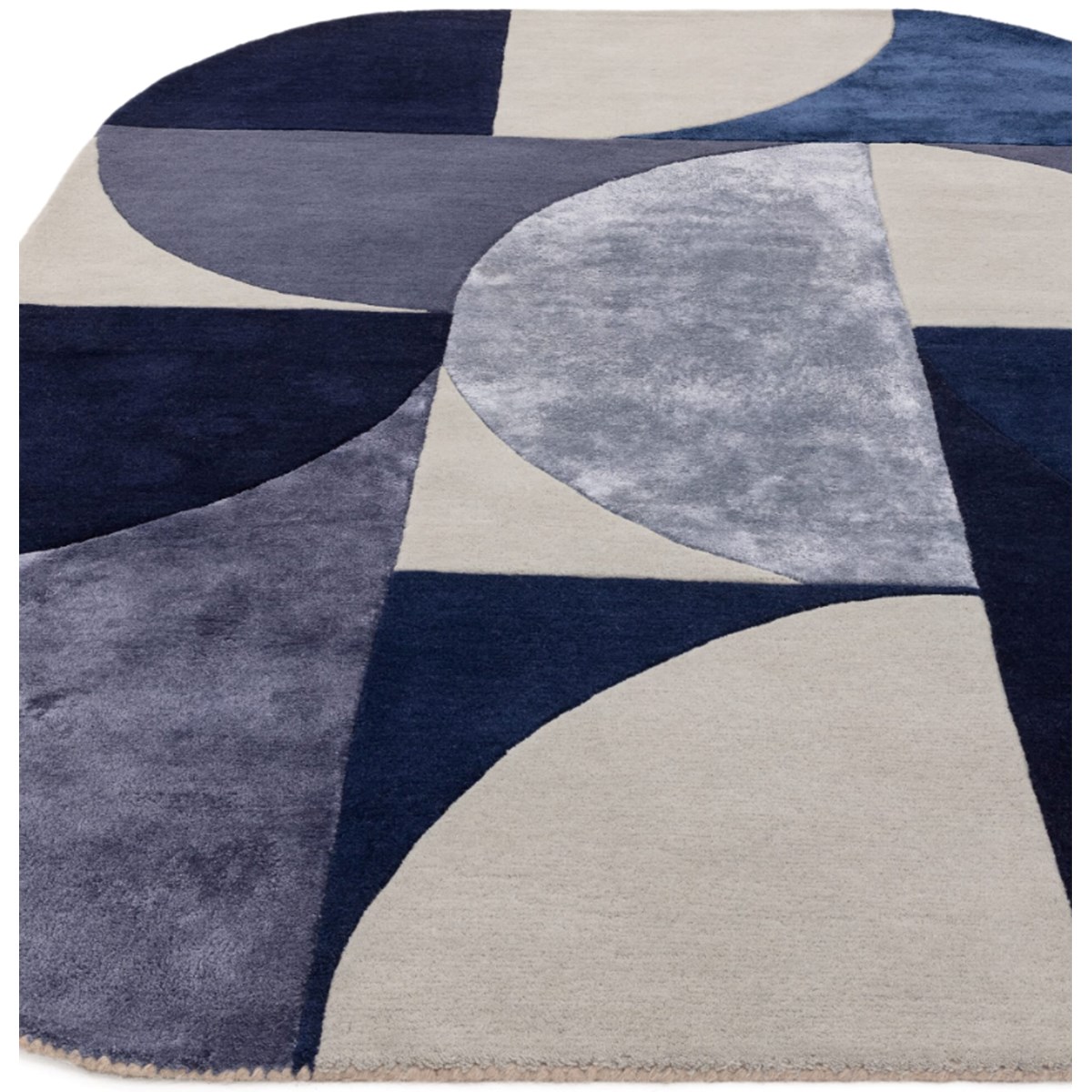 Tapis salon et chambre moderne en laine LAVO bleu, NOVATREND
