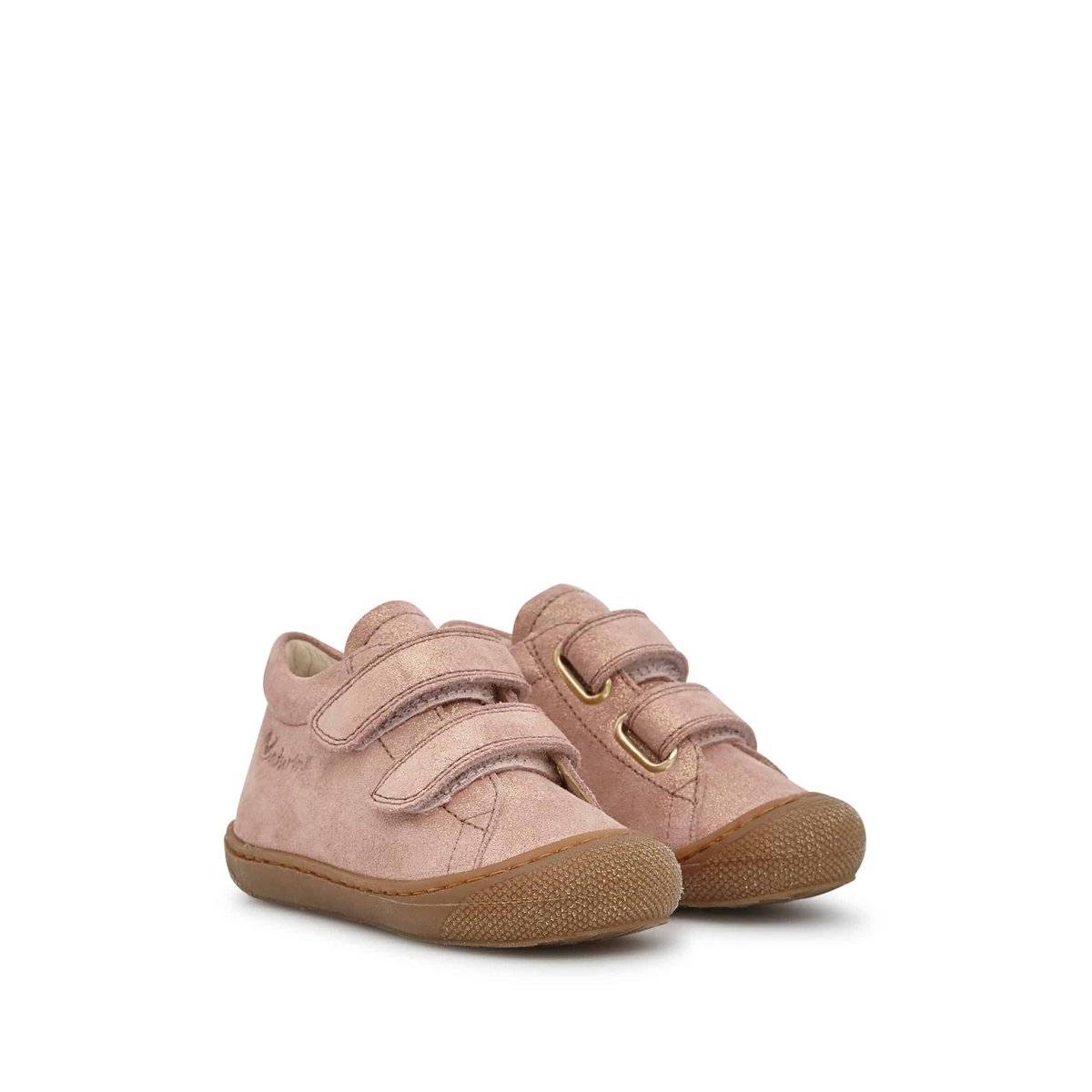 Chaussons premiers pas en suède pailleté COCOON VL rose antique, NATURINO
