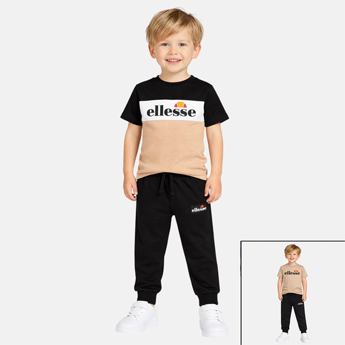 Lot de 2 t-shirts manches courtes et pantalon de jogging BLOCK PARTY beige, ELLESSE