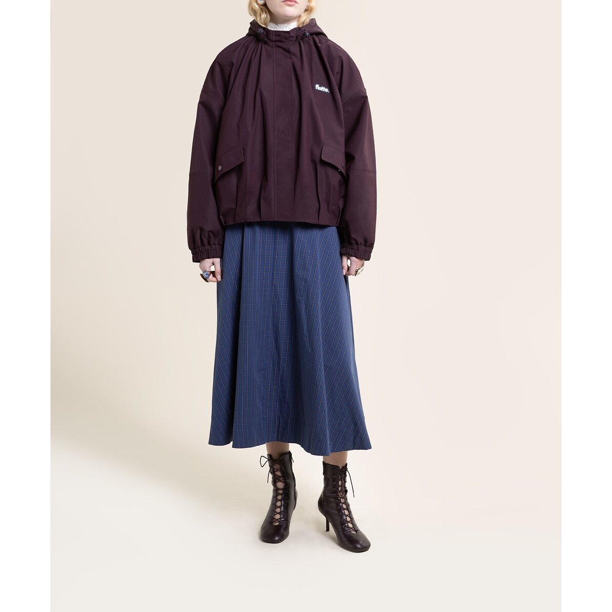 Veste imperméable à capuche amovible, GARANCE cassis, FLOTTE