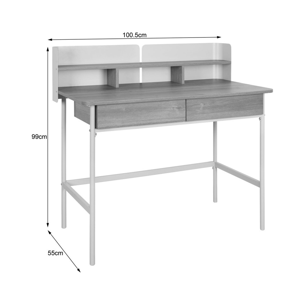 Bureau 2 tiroirs en bois et métal L100cm- COPA beige, DRAWER