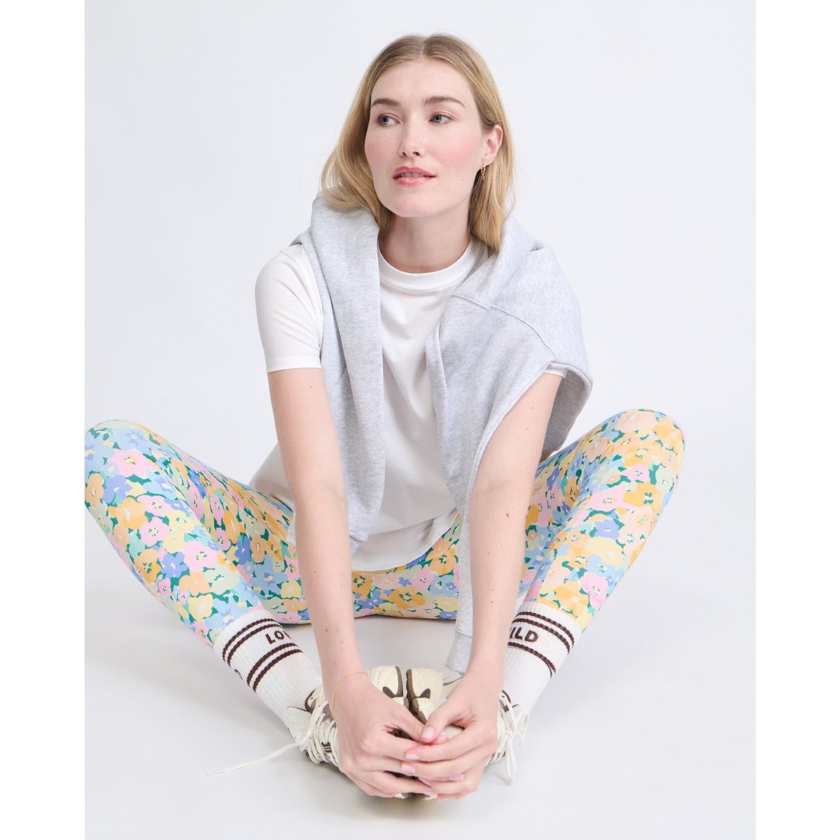 Legging en coton bio imprimé fleuri multicolore, EMOI EMOI