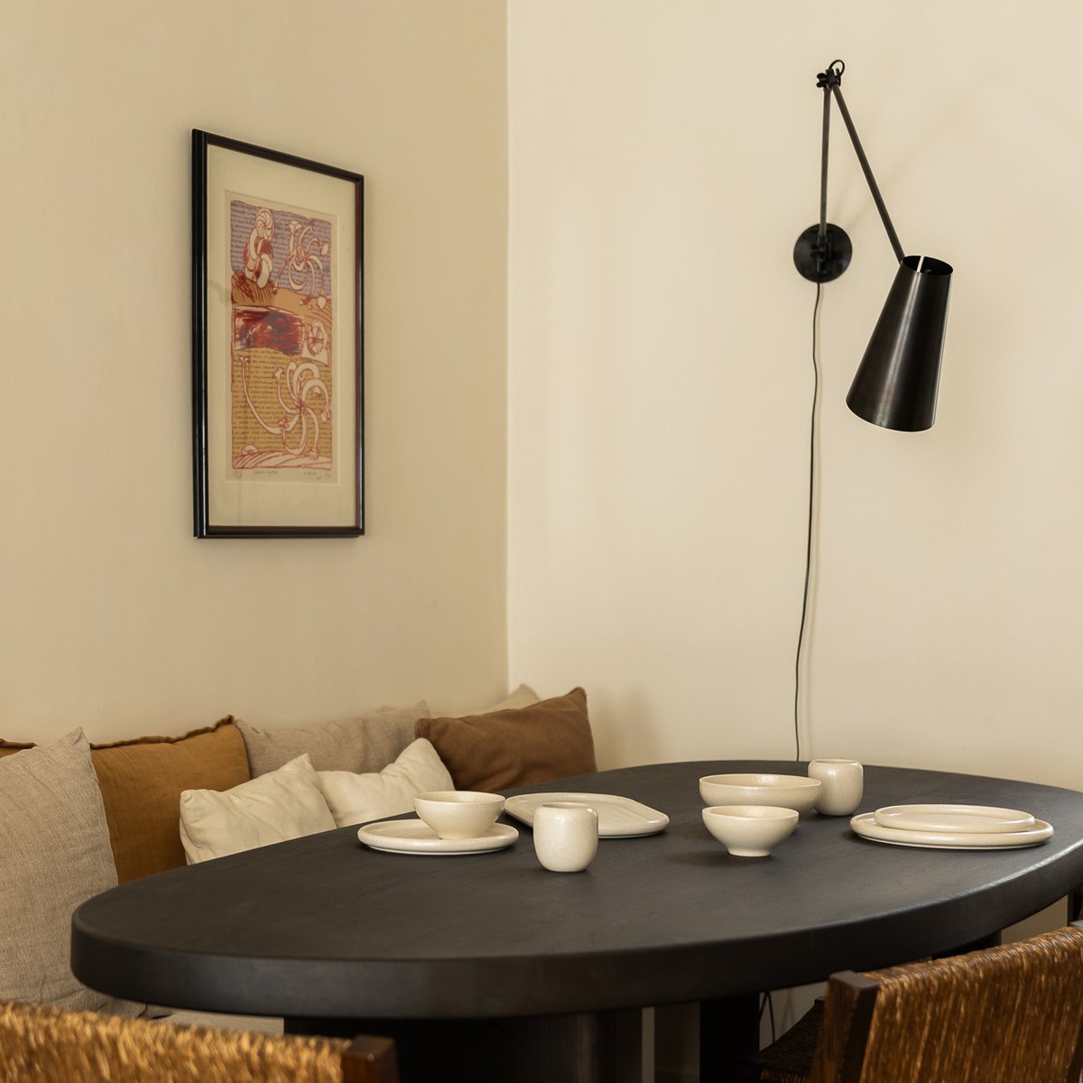 Lot de 4 assiettes creuses MOCHI beige, SP COLLECTION