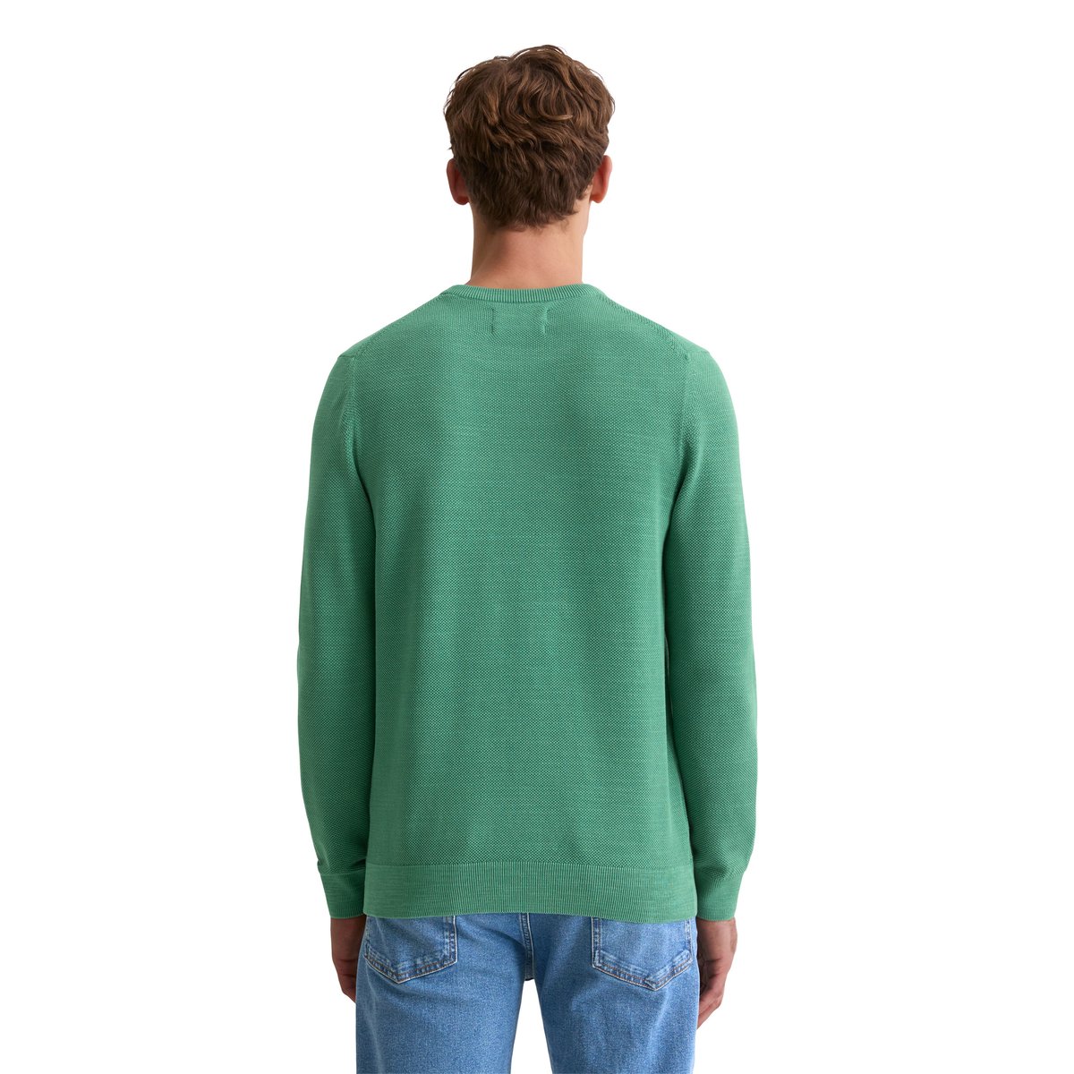 Pull-over regular en piqué de coton bio vert clair, MARC O'POLO
