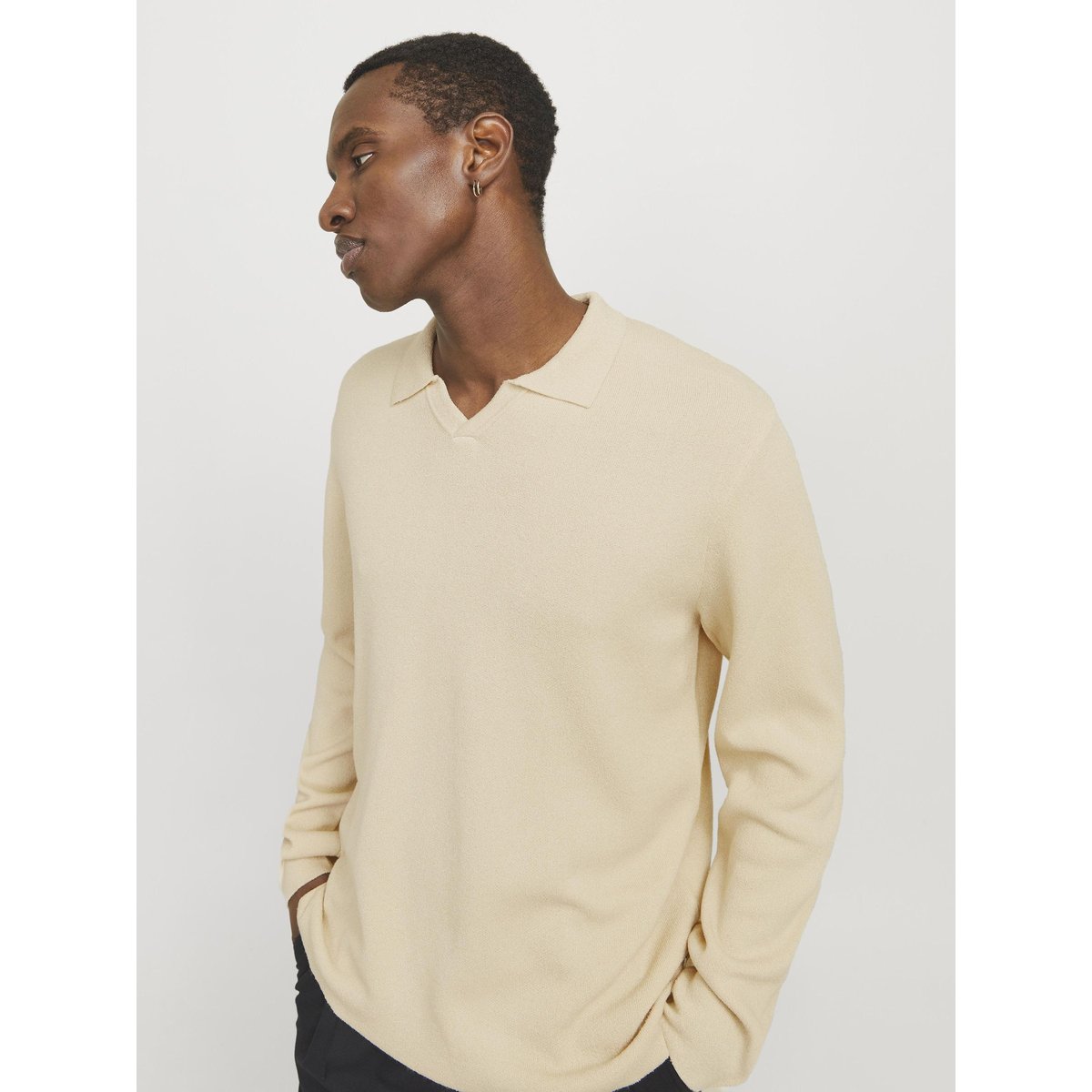 Polo Tricoté blanche - summer sand, JACK AND JONES PREMIUM