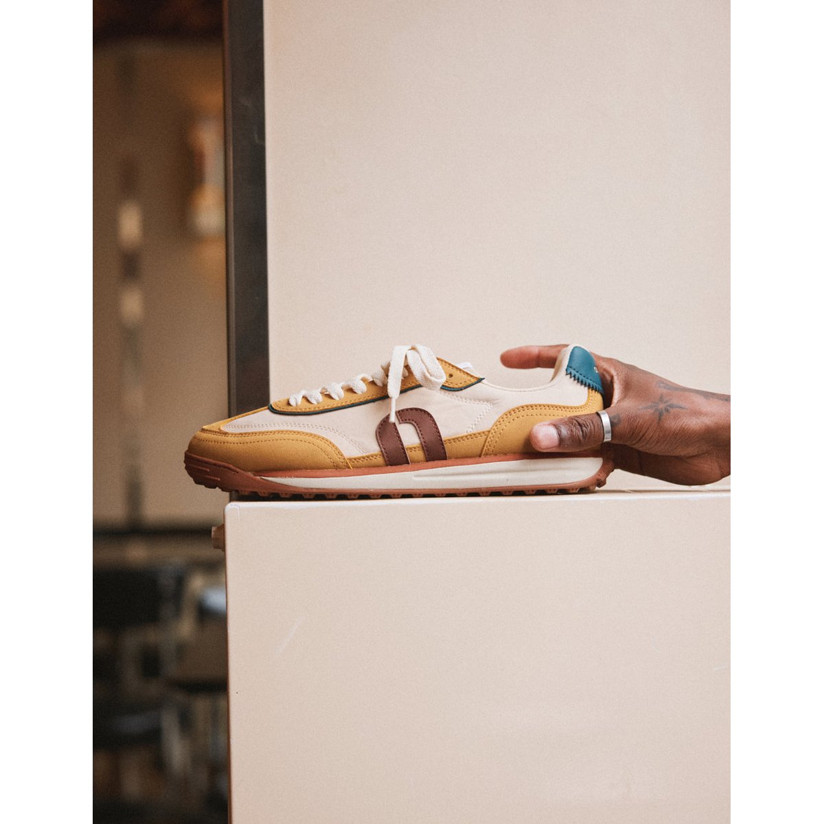Baskets basses CREST camel beige marron, ODAJE