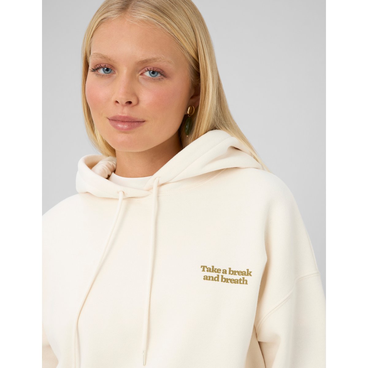 Sweat à capuche imprimé ecru, BZB