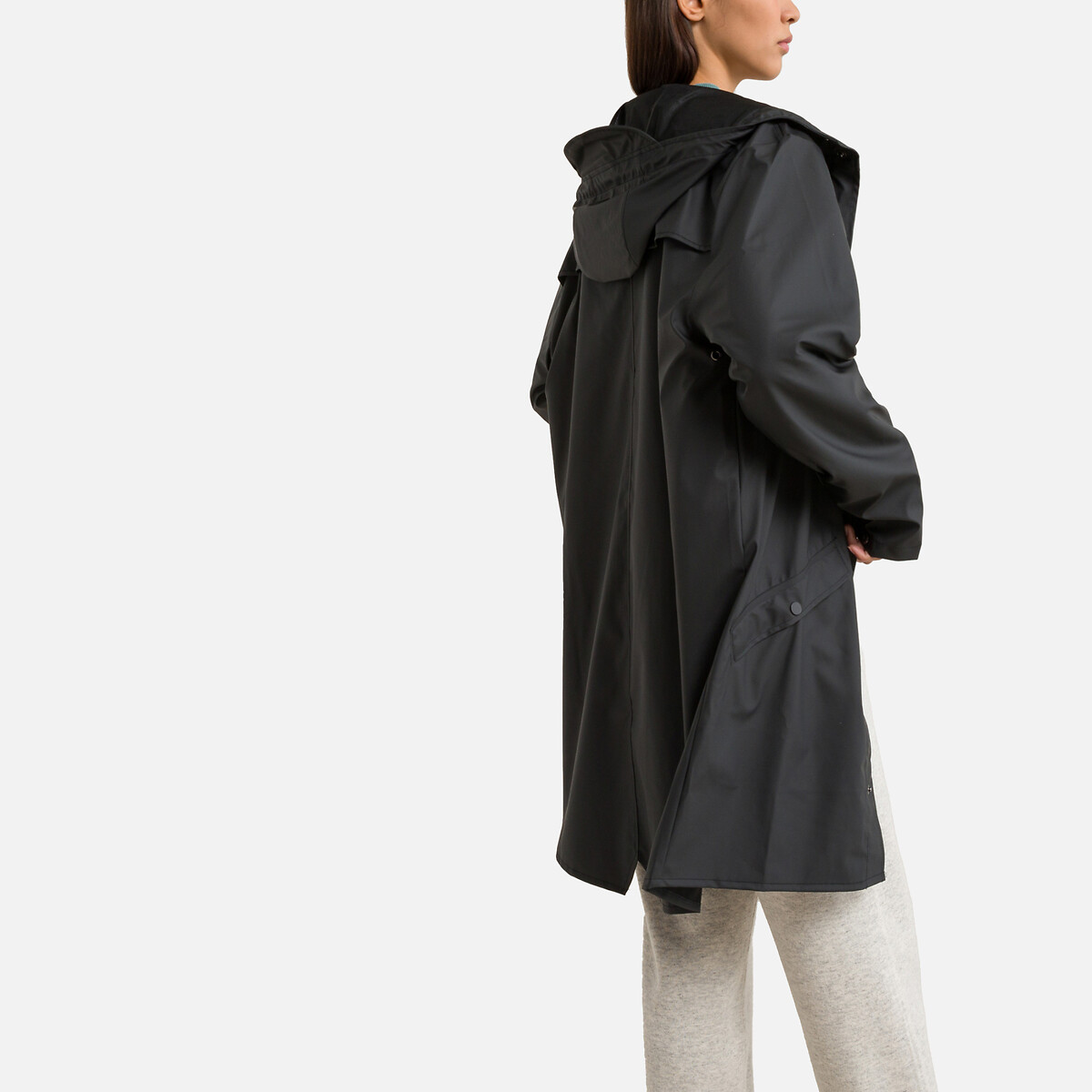 Veste imperméable à capuche unisexe MI-LONG JACKET noir, RAINS