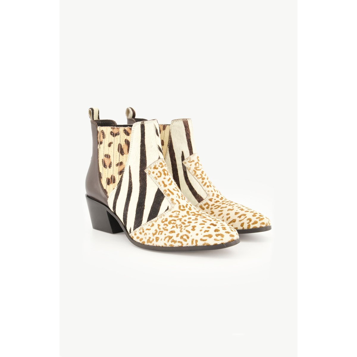 Bottines en cuir imprimés animaux, largeur H , pied large beige, ULLA POPKEN