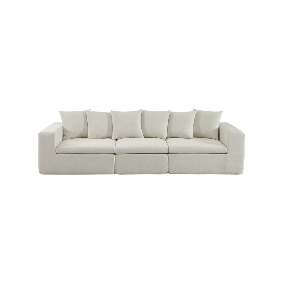 Canapé compressé modulable tissu chenille 4 places MOVI blanc, SWEEEK