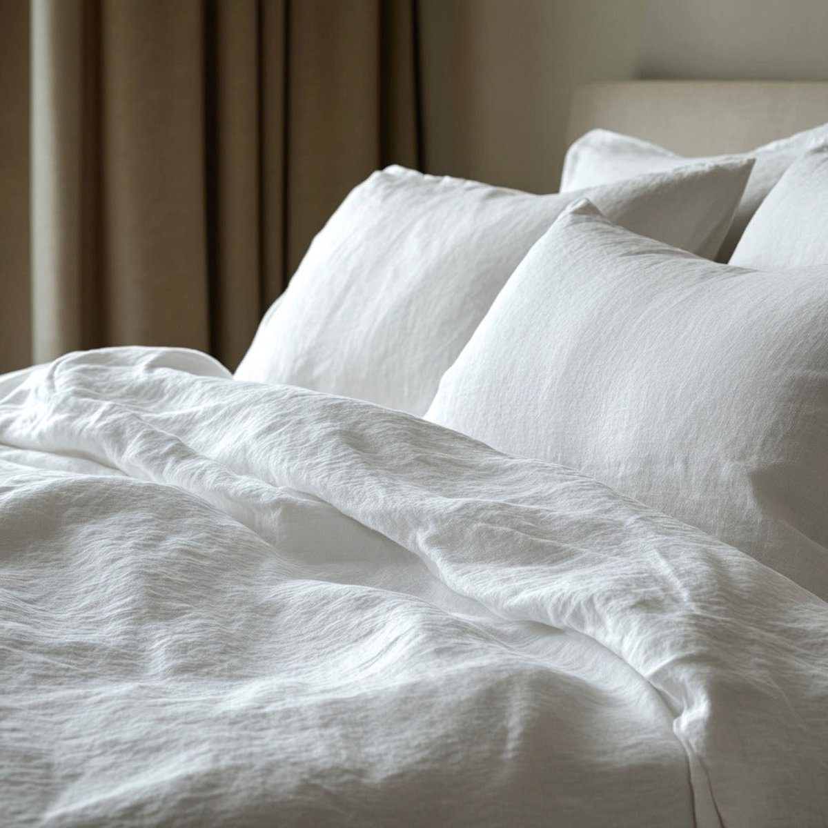 Drap housse lin lavé ADELE Made in Europe blanc, FEBRONIE